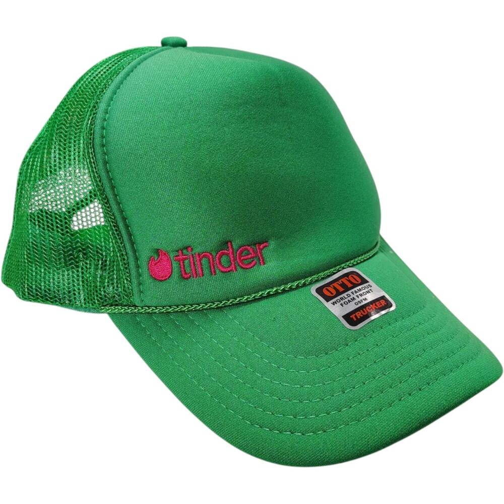NWOT Tinder Otto BaseballCap Trucker Embroidered Green Snapback Hot Girl Summer